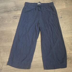 Stella Parker Collection Navy Linen-Blend Cropped Pants – Size S, 21.5" Inseam